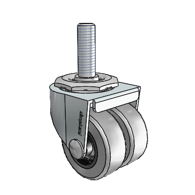 00 Series Threaded Stem Zinc Swivel Caster with 2 x .8125 Grey Thermoplastic Rubber Wheel