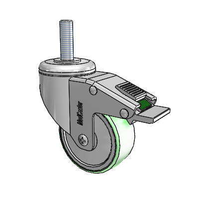 Chrome Hospital CH Threaded Stem Swivel Caster with 3 x 1.25 Antimicrobial Rubber Wheel and Directional Lock Brake