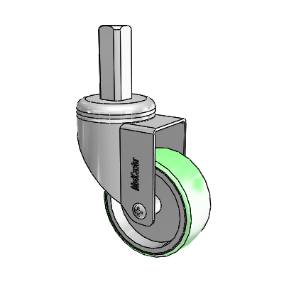 Chrome Hospital CH Square Stem Swivel Caster with 3 x 1.25 Antimicrobial Rubber Wheel