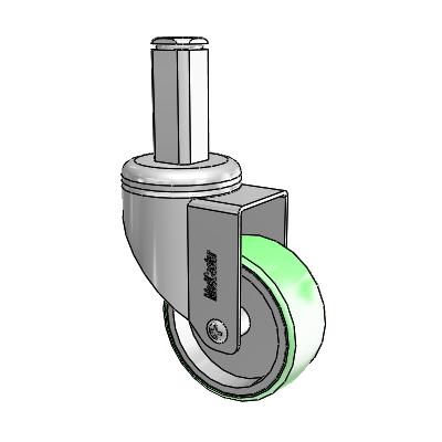 Chrome Hospital CH Square Stem Swivel Caster with 3 x 1.25 Antimicrobial Rubber Wheel