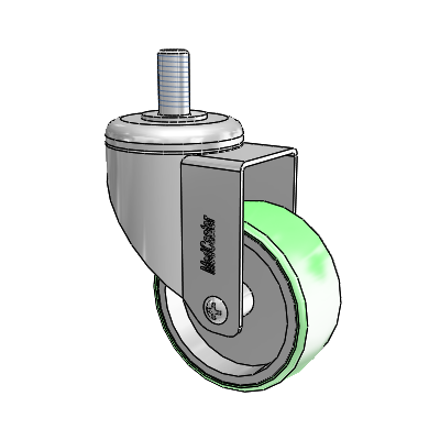 Chrome Hospital CH Threaded Stem Swivel Caster with 3 x 1.25 Antimicrobial Rubber Wheel