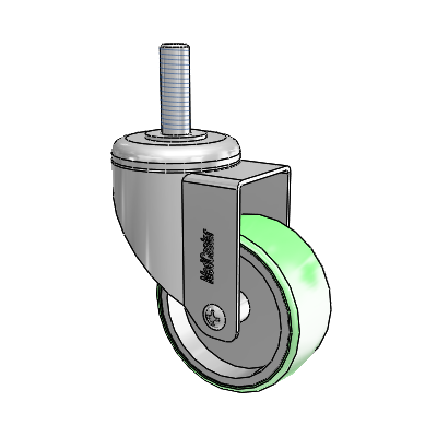 Chrome Hospital CH Threaded Stem Swivel Caster with 3 x 1.25 Antimicrobial Rubber Wheel