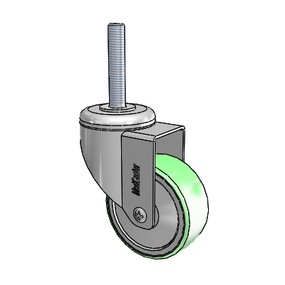 Chrome Hospital CH Threaded Stem Swivel Caster with 3 x 1.25 Antimicrobial Rubber Wheel