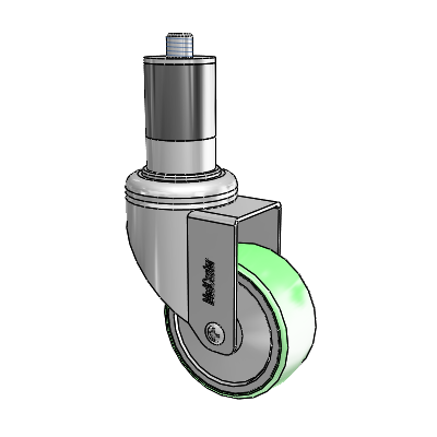 Chrome Hospital CH Expanding Adapter (Rubber) Swivel Caster with 3 x 1.25 Antimicrobial Rubber Wheel