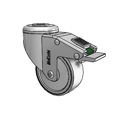 Chrome Hospital Antistatic Hollow Kingpin Swivel Caster with 3 x 1.25 Conductive Rubber Wheel and Directional Lock Brake