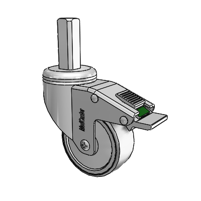 Chrome Hospital Antistatic Square Stem Swivel Caster with 3 x 1.25 Conductive Rubber Wheel and Directional Lock Brake