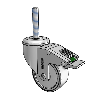 Chrome Hospital Antistatic Threaded Stem Swivel Caster with 3 x 1.25 Conductive Rubber Wheel and Directional Lock Brake