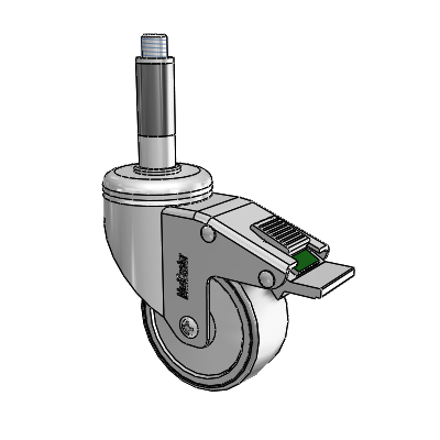 Chrome Hospital Antistatic Expanding Adapter (Rubber) Swivel Caster with 3 x 1.25 Conductive Rubber Wheel and Directional Lock Brake