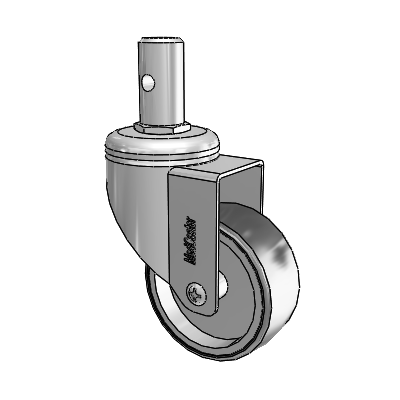 Chrome Hospital Antistatic Round Stem Swivel Caster with 3 x 1.25 Conductive Rubber Wheel