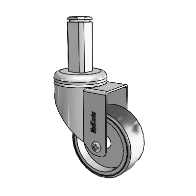 Chrome Hospital Antistatic Square Stem Swivel Caster with 3 x 1.25 Conductive Rubber Wheel