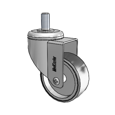 Chrome Hospital Antistatic Threaded Stem Swivel Caster with 3 x 1.25 Conductive Rubber Wheel