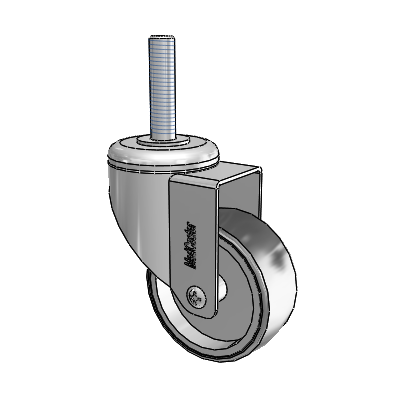 Chrome Hospital Antistatic Threaded Stem Swivel Caster with 3 x 1.25 Conductive Rubber Wheel