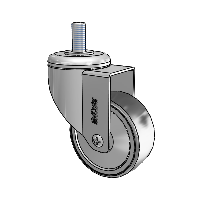 Chrome Hospital Antistatic Threaded Stem Swivel Caster with 3 x 1.25 Conductive Rubber Wheel