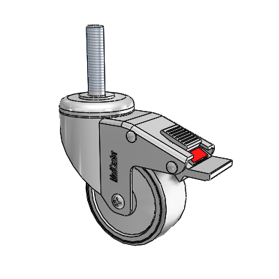 Chrome Hospital Antistatic Threaded Stem Swivel Caster with 3 x 1.25 Conductive Rubber Wheel and Total Lock Brake