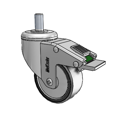 Chrome Hospital CH Threaded Stem Swivel Caster with 3 x 1.25 Polyurethane TPU Wheel and Directional Lock Brake