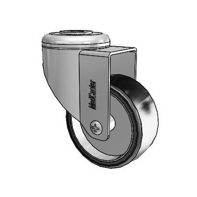 Chrome Hospital CH Hollow Kingpin (Unassembled Caster) Swivel Caster with 3 x 1.25 Polyurethane TPU Wheel