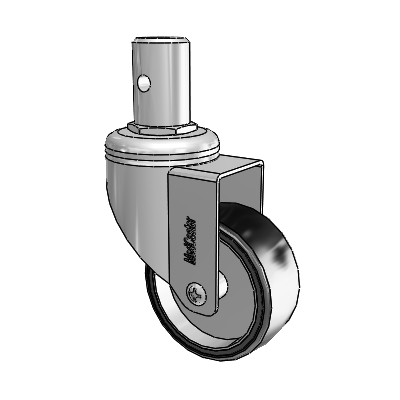 Chrome Hospital CH Round Stem Swivel Caster with 3 x 1.25 Polyurethane TPU Wheel