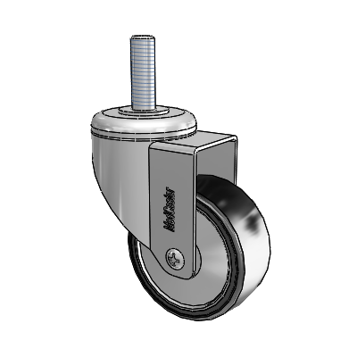 Chrome Hospital CH Threaded Stem Swivel Caster with 3 x 1.25 Polyurethane TPU Wheel