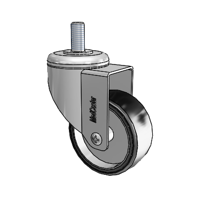 Chrome Hospital CH Threaded Stem Swivel Caster with 3 x 1.25 Polyurethane TPU Wheel