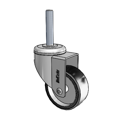 Chrome Hospital CH Threaded Stem Swivel Caster with 3 x 1.25 Polyurethane TPU Wheel