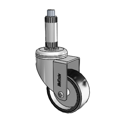 Chrome Hospital CH Expanding Adapter (Nylon) Swivel Caster with 3 x 1.25 Polyurethane TPU Wheel
