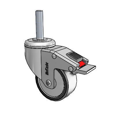 Chrome Hospital CH Threaded Stem Swivel Caster with 3 x 1.25 Polyurethane TPU Wheel and Total Lock Brake