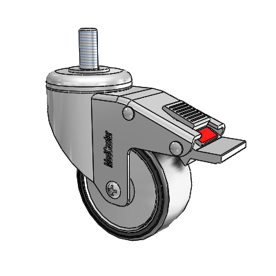 Chrome Hospital CH Threaded Stem Swivel Caster with 3 x 1.25 Polyurethane TPU Wheel and Total Lock Brake