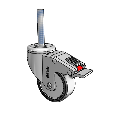 Chrome Hospital CH Threaded Stem Swivel Caster with 3 x 1.25 Polyurethane TPU Wheel and Total Lock Brake