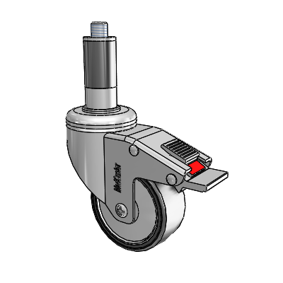 Chrome Hospital CH Expanding Adapter (Rubber) Swivel Caster with 3 x 1.25 Polyurethane TPU Wheel and Total Lock Brake