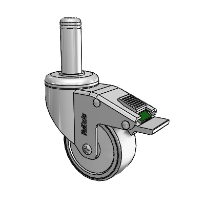 Chrome Hospital CH Grip Ring Stem Swivel Caster with 3 x 1.25 Thermoplastic Rubber Wheel and Directional Lock Brake