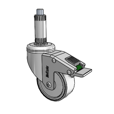 Chrome Hospital CH Expanding Adapter (Nylon) Swivel Caster with 3 x 1.25 Thermoplastic Rubber Wheel and Directional Lock Brake