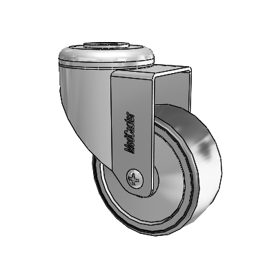 Chrome Hospital CH Hollow Kingpin (Unassembled Caster) Swivel Caster with 3 x 1.25 Thermoplastic Rubber Wheel