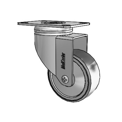 Chrome Hospital CH Top Plate Swivel Caster with 3 x 1.25 Thermoplastic Rubber Wheel