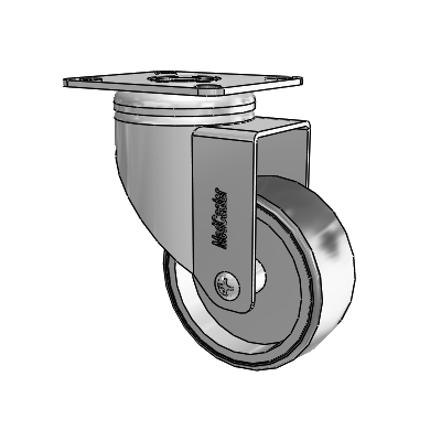 Chrome Hospital CH Top Plate Swivel Caster with 3 x 1.25 Thermoplastic Rubber Wheel