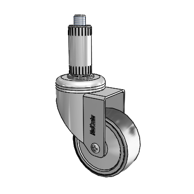 Chrome Hospital CH Expanding Adapter (Nylon) Swivel Caster with 3 x 1.25 Thermoplastic Rubber Wheel