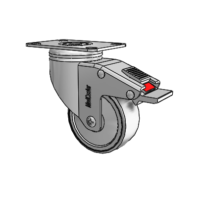 Chrome Hospital CH Top Plate Swivel Caster with 3 x 1.25 Thermoplastic Rubber Wheel and Total Lock Brake