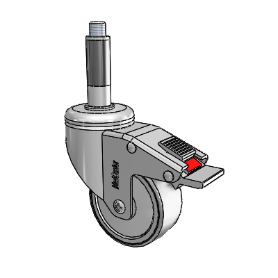 Chrome Hospital CH Expanding Adapter (Rubber) Swivel Caster with 3 x 1.25 Thermoplastic Rubber Wheel and Total Lock Brake