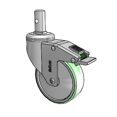 Chrome Hospital CH Round Stem Swivel Caster with 4 x 1.25 Antimicrobial Rubber Wheel and Directional Lock Brake