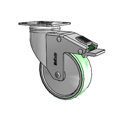 Chrome Hospital CH Top Plate Swivel Caster with 4 x 1.25 Antimicrobial Rubber Wheel and Directional Lock Brake