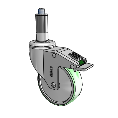 Chrome Hospital CH Expanding Adapter (Rubber) Swivel Caster with 4 x 1.25 Antimicrobial Rubber Wheel and Directional Lock Brake