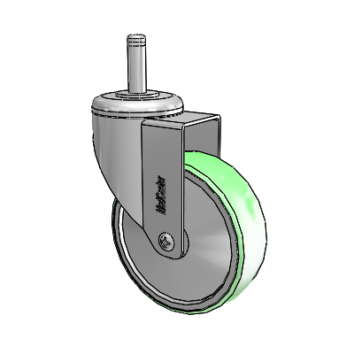 Chrome Hospital CH Grip Ring Stem Swivel Caster with 4 x 1.25 Antimicrobial Rubber Wheel