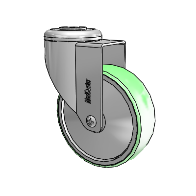 Chrome Hospital CH Hollow Kingpin (Unassembled Caster) Swivel Caster with 4 x 1.25 Antimicrobial Rubber Wheel