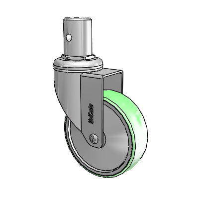 Chrome Hospital CH Round Stem Swivel Caster with 4 x 1.25 Antimicrobial Rubber Wheel