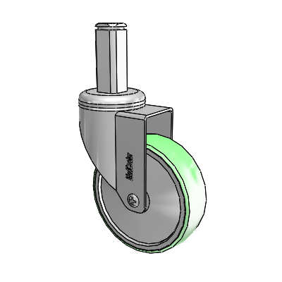 Chrome Hospital CH Square Stem Swivel Caster with 4 x 1.25 Antimicrobial Rubber Wheel