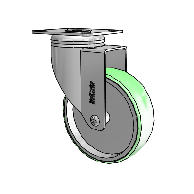 Chrome Hospital CH Top Plate Swivel Caster with 4 x 1.25 Antimicrobial Rubber Wheel