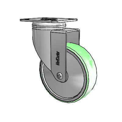 Chrome Hospital CH Top Plate Swivel Caster with 4 x 1.25 Antimicrobial Rubber Wheel