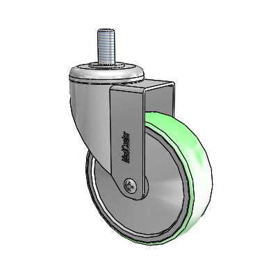 Chrome Hospital CH Threaded Stem Swivel Caster with 4 x 1.25 Antimicrobial Rubber Wheel