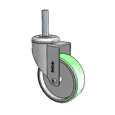 Chrome Hospital CH Threaded Stem Swivel Caster with 4 x 1.25 Antimicrobial Rubber Wheel