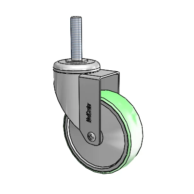 Chrome Hospital CH Threaded Stem Swivel Caster with 4 x 1.25 Antimicrobial Rubber Wheel