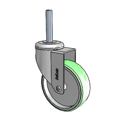 Chrome Hospital CH Threaded Stem Swivel Caster with 4 x 1.25 Antimicrobial Rubber Wheel
